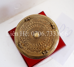Trống Đồng Đông Sơn Đường Kính 20Cm Cao 16Cm Chất Liệu Đồng Vàng