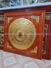 Tranh Trống Đồng Mặt Trống Thúc Tay Khung Gỗ Hương Kích Thước 90*90 Cm Khung Vuông