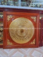 Tranh Trống Đồng Mặt Trống Thúc Tay Khung Gỗ Hương Kích Thước 90*90 Cm Khung Vuông