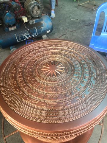 Trống Đồng Đông Sơn Đồng Đỏ Đường Kính 70cm - Hoa Văn Ngọc Lũ Họa Tiết Chìm