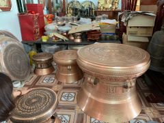 Trống Đồng Đông Sơn Đồng Đỏ Đường Kính 70cm - Hoa Văn Ngọc Lũ Họa Tiết Chìm