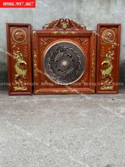 Tranh Trống Đồng Đôi Cá Chép Rời Kích Thước 117*117 Cm Khung Vuông