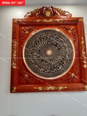 Tranh Trống Đồng Đôi Cá Chép Rời Kích Thước 117*117 Cm Khung Vuông