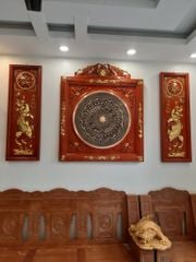 Tranh Trống Đồng Đôi Cá Chép Rời Kích Thước 117*117 Cm Khung Vuông