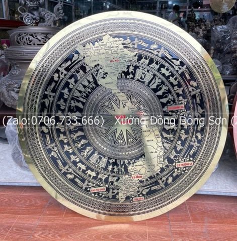 Mặt Trống Đồng CNC - Đồng Vàng Đường Kính 90 Cm Có Bản Đồ