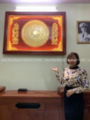 Tranh Trống Đồng Phú Quý Nền Đỏ Kích Thước 175*125 Cm Khung Chữ Nhật