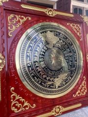 Tranh Trống Đồng Khung Gỗ Dát Vàng, Mặt CNC Kích Thước 115*115 Cm Khung Vuông