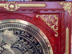 Tranh Trống Đồng Khung Gỗ Dát Vàng, Mặt CNC Kích Thước 140*140 Cm Khung Vuông