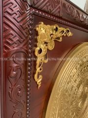 Tranh Trống Đồng Mặt Trống Khung Gỗ Hương Dát Vàng 18k Kích Thước 115*115 Cm Khung Vuông