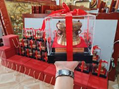 Trống Đồng Đông Sơn Đường Kính 10Cm Cao 7Cm Chất Liệu Đồng Vàng