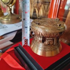 Trống Đồng Đông Sơn Đường Kính 10Cm Cao 7Cm Chất Liệu Đồng Vàng