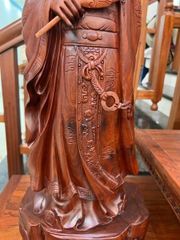 Tượng Danh Nhân - Gia Cát Lượng Gỗ Tử Đàn Đỏ Liền Khối KT Cao69. N27.s17