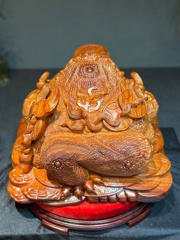 Tượng Cóc Thiềm Thừ Gỗ Cẩm trắc Paodosa Nguyên khối Kt cao 27 ngang 41 sâu 35