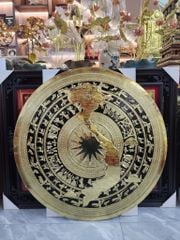 Mặt Trống Đồng Thúc Tay - Đồng Vàng Đường Kính 80cm - Đánh Bóng Vẽ Nền Đen