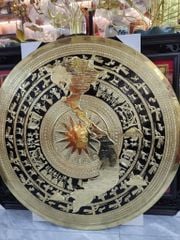 Mặt Trống Đồng Thúc Tay - Đồng Vàng Đường Kính 80cm - Đánh Bóng Vẽ Nền Đen