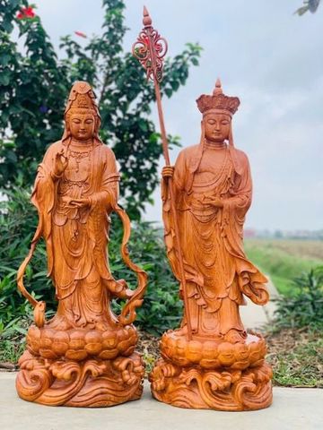 Tượng Phật - Địa Tạng Đứng Cao 120cm - Gỗ Hương Đá