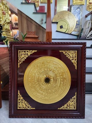 Tranh Trống Đồng Mặt Trống Thúc Tay Kích Thước 80*80 Cm Khung Vuông