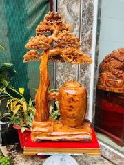 Tượng Phong Thuỷ - Bình Tùng Gỗ Ngọc Am Cao 95cm