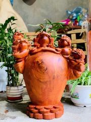 Tượng Cóc Thiềm Thừ Gỗ Hương Ta Cao 65cm, Ngang 52cm, Sâu 30cm