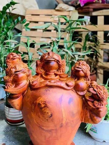 Tượng Cóc Thiềm Thừ Gỗ Hương Ta Cao 65cm, Ngang 52cm, Sâu 30cm