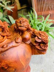 Tượng Cóc Thiềm Thừ Gỗ Hương Ta Cao 65cm, Ngang 52cm, Sâu 30cm