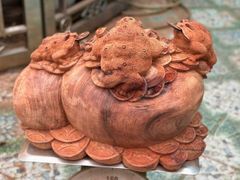 Tượng Cóc Thiềm Thừ Gỗ Hương Ta- Chum Tam Cóc Trấn Bình Ngang 50cm