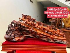 Tượng Linh Vật - Cầu Bát Mã Gỗ Trắc Đỏ Đen Dài 65cm