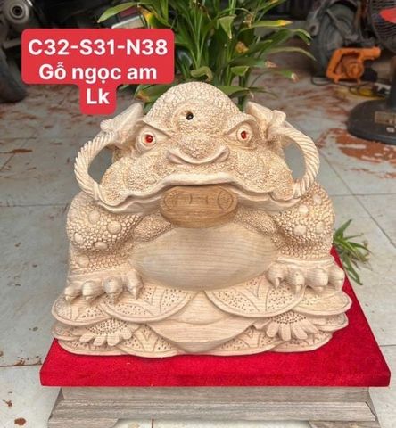 Tượng Cóc Thiềm Thừ Gỗ Ngọc Am Kích Thước Cao 32cm, Sâu 31cm, Ngang 38cm