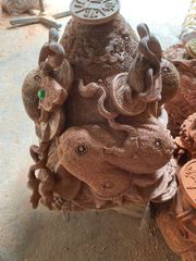 Tượng Cóc Thiềm Thừ- Gỗ Hương Đá Kích Thước Ngang 40cm, Cao 45cm, Sâu 50cm- Hàng Kỹ