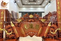 Tranh thờ Cuốn Thư câu đối gỗ Dổi kích thước 1m97 ván 4cm