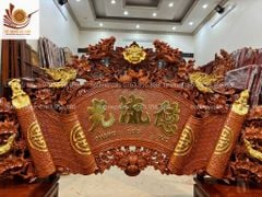 Tranh thờ Cuốn Thư câu đối gỗ Dổi kích thước 1m97 ván 4cm