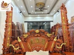 Tranh thờ Cuốn Thư câu đối gỗ Dổi kích thước 1m97 ván 4cm