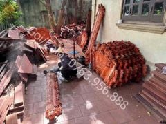 Cuốn Thư Câu Đối Gỗ Hương Đỏ- Kích Thước 197 Dát Vàng 18k