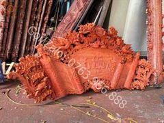 Cuốn Thư Câu Đối Gỗ Hương Đỏ- Kích Thước 197 Dát Vàng 18k