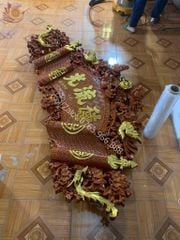 Cuốn Thư Câu Đối Gỗ Hương Đỏ- Kích Thước 197 Dát Vàng 18k