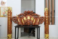 Bộ Cuốn Thư Câu Đối Ôm Nguyên khối - Kích Thước 175( CT175x81-CĐ 175*26)- Gỗ Hương Đá