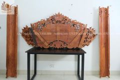 Bộ Cuốn Thư Câu Đối Ôm Nguyên khối - Kích Thước 175( CT175x81-CĐ 175*26)- Gỗ Hương Đá