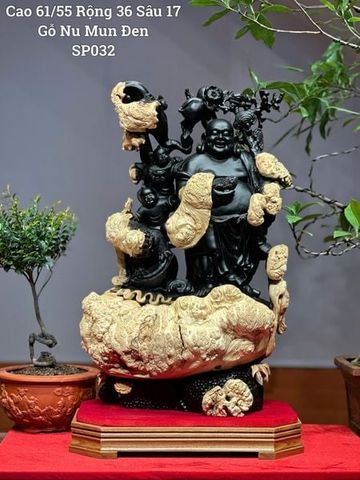 Tượng Phật - Di Lặc Gỗ Mun Nu Đen, Cao 61cm