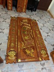 Bộ Hoành Phi Câu Đối Gỗ Liền Khối Kích Thước Hoành Phi 175*67*4 - Câu Đối 175*28*4 Gỗ Hương Đá Siêu Vân