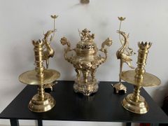 Bộ Ngũ Sự Bằng Đồng Cát Tút  Song Long Chầu Nguyệt Cao 50 Catut