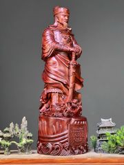 Tượng Trần Quốc Tuấn  -Gỗ vượng mộc tử đàn đỏ