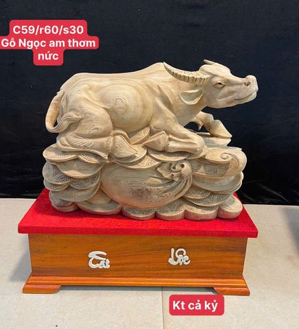 TƯỢNG LINH VẬT- TRÂU GỖ NGỌC AM THƠM NỨC NGUYÊN NỨC- CẢ KỆ