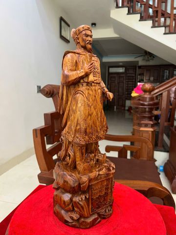 Tượng Danh Nhân - Tượng Gỗ Trần Quốc Tuấn - Gỗ Tử Đàn Cao 70cm
