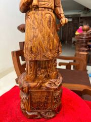 Tượng Danh Nhân - Gia Cát Lượng Gỗ Tử Đàn Đỏ Liền Khối KT Cao69. N27.s17