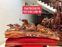 Tượng Linh Vật - Cầu Bát Mã Gỗ Trắc Đỏ Đen Dài 65cm