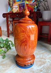 Phụ kiện đồ thờ gỗ- Bình choé gỗ Cẩm padosa vân gỗ đẹp