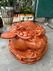 Tượng cóc thiềm thừ- Thiềm Thừ Tài Lộc gỗ hương đá hộp nguyên khối Kt: N55 s55 c40