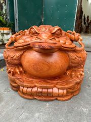 Tượng cóc thiềm thừ- Thiềm Thừ Tài Lộc gỗ hương đá hộp nguyên khối Kt: N55 s55 c40