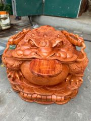 Tượng cóc thiềm thừ- Thiềm Thừ Tài Lộc gỗ hương đá hộp nguyên khối Kt: N55 s55 c40