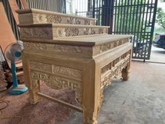 Bàn Thờ Đứng - Án Gian gỗ gõ đỏ tam cấp -hàng đục kỹ kích thước 2m17 sâu 1m47 cao 1m57
